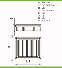 Filtre a air Green pour Ford Focus de 2001 a 2004 1.8L TDCI-115cv
