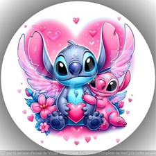 Stitch & Angel.  Décoration de gâteau comestible , Azyme , disque diamètre 20cm.