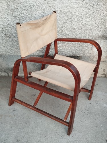 Ancien fauteuil pliant - fauteuil, toile