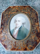 Superbe rare Tableau ancienne Miniature peinte du président JOHN ADAMS USA