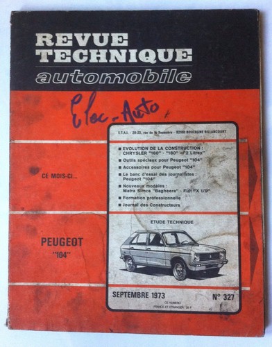 Rta 1973 peugeot 104 - du, 9/1973;