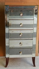 1940/50′ Meuble Art Déco Miroir Vintage 5 Tiroirs 6 Poignées Verre 50 X 39 cm