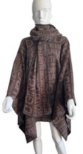 Poncho & Écharpe Laine marron logo beige vintage Marithé et François Girbaud