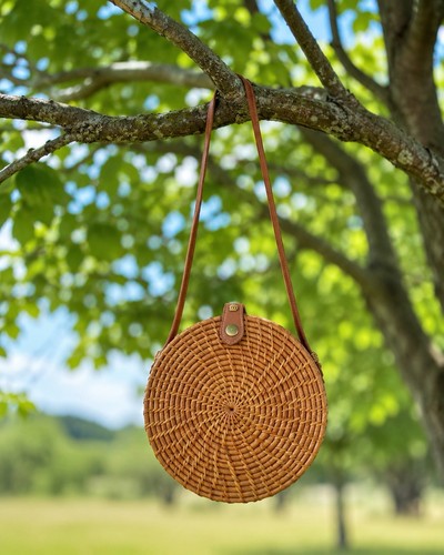 Petit sac rond osier tressé - sac,