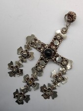 SUPERBE CROIX PENDENTIF TAXCO YALALAG EN ARGENT MASSIF STERLING 925 MEXICO