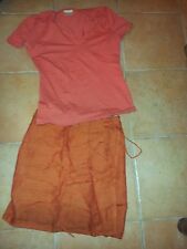 jupe  portefeuille 38 PROMOD et top CAMAIEU, taille 2 ou 38, orange