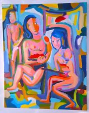 Tableau peinture cubiste acryl sur toile  50cm/40cm  artiste coté