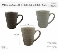 X Set 12 Pièces Tasse Mug Porcelaine avec Coeur Lait Petit Déjeuner 355ml Dfh