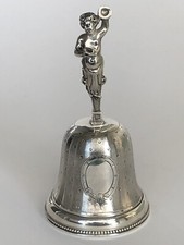 RARE sublime CLOCHE SONNETTE DE TABLE XIXe ARGENT MASSIF PRUDENT QUITTE 1882
