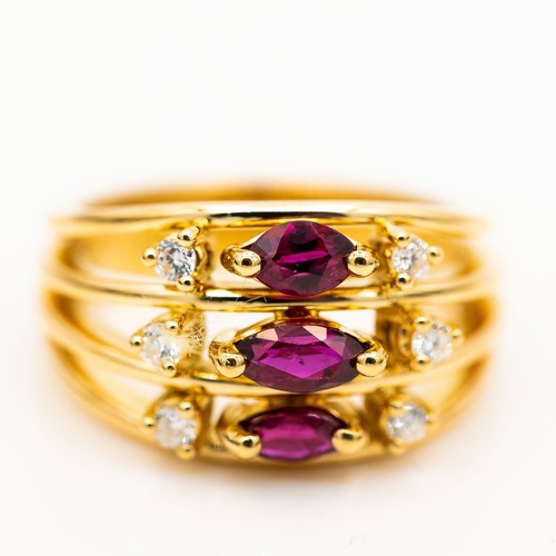 Bague 750 18k jaune rubis - or,