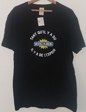 T-shirt Noir Tant Qu'il Y'a Du Ricard Il Ya De L'espoir humour Drôle taille XL