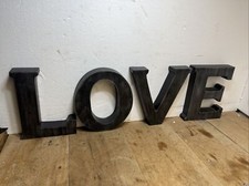 N.1 LETTRES SHABBY CHIC MURALES BOIS NOIR MONTABLE GRANDES INITIALES Love 21 cm