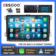 9" Autoradio Carplay Android 14 GPS Cam 2+64G For VW GOLF 5 Touran Tiguan Caddy