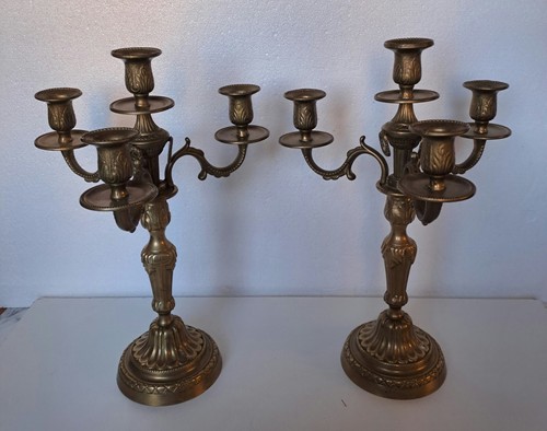 Paire chandeliers bronze - de,