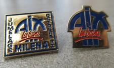2 Pins métal AIX LES BAINS & Jumelage MILENA octobre 1992 jeux Olympiques Savoie