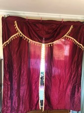 ancien rideau de scene ou pour deco maison vintage/cordon/pompons dores satin