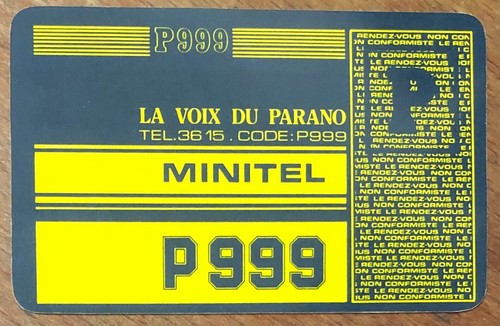 Carte minitel voix parano - minitel, du