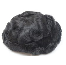 Full Lace Men Natural Human Hair 1B