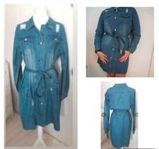Robe en jean bleue boutonnée automne hiver a trous femme taille 40/42 , L / XL 