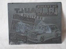 ANCIENNE PLAQUE MATRICE EN METAL /PUB RENAULT VOITURE