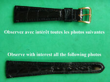 17 mm BRACELET DAME CROCODILE VÉRITABLE NOIR Fab. FRANCAISE 12 mm A LA BOUCLE