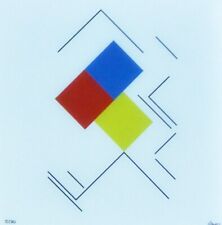 Geneviève Claisse Composition Geometrique Acrylique Verre Main Signée Geneviève