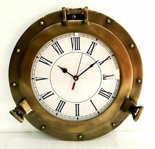12 " Ancien Marine Laiton Bateau Hublot Horloge Nautique Murale Domestique Décor