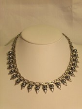 collier  lynx argent et perles