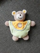 Doudou Ajena Semi Plat Ours Beige Marron  Jaune Vert Bleu Soleil