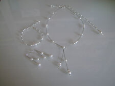 Parure Blanc Collier Bracelet Boucles Bijou dos Mariage/Mariée robe pas cher