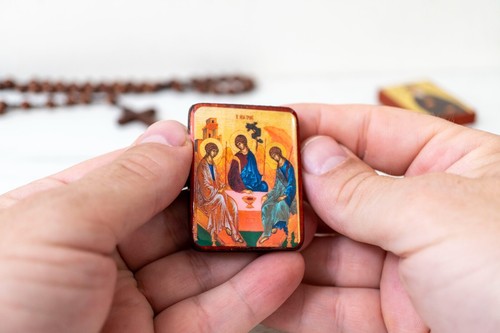 Mini icône orthodoxe faite - , à