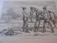 Gravure 1884 - Les Peaux Rouges Dompteurs de Chevaux