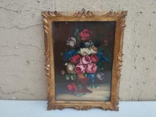 Antique Miniature Peint Huile