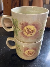 Paire de grand mug en porcelaine décor floral Made in Italy vintage