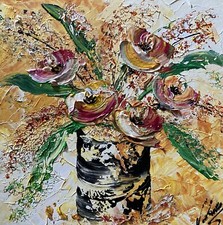 PEINTURE TOILE TABLEAU Fleurs Bouquet Nature ORIGINAL Neuf