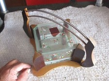 Originale ancienne Boite Ancien Plateau a Gateaux Bonbon Bois Verre Art Déco