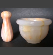 Petit MORTIER et son PILON en MARBRE PHARMACIE  APOTHICAIRE marble mortar