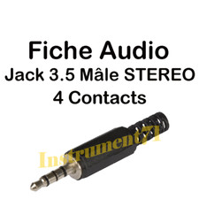 1 Fiche Jack 3,5 STEREO Mâle 4 Points = 1 Contact video + 2 contacts Audio + Mas