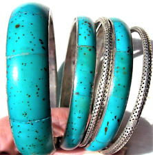 BRACELETS FANTAISIE  METAL couleur argent AVEC RESINE  bleu tigré