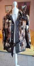 VESTE QUEUES DE VISON ET CUIR