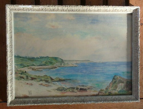 Belle aquarelle côte bretonne - côte,