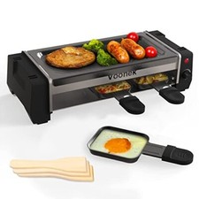 Appareil Raclette 3 Spatules 3 Poêlons Grille BBQ Thermostat Réglable 700 W Noir