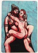 Tenture Kamasutra Erotic Art Indien Fait Main Inde -Décor Love Room # 4306