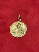 Médaille Religieuse Ancienne Vierge Christ En Or 18k