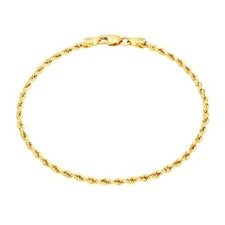 Bracelet Chaîne En Or Jaune 14K Solide 1,8mm Avec Découpe De Diamant 7" 8" 9"