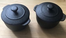 Lot de 2 Mini Cocotte en céramique 10.5 cm Couleur Caviar Cuisine Décoration