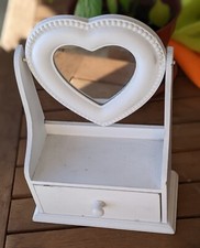Mini-meuble de table avec tiroir et miroir coeur