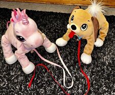 Peluches Licorne Et Chien A Tirer peppy pups Rose Et Beige Les Toufous