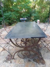 TABLE DE JARDIN FER ET ARDOISE