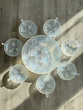 Vintage André Delatte Opalescent Glass Dessert Service for ARVES France Sabino